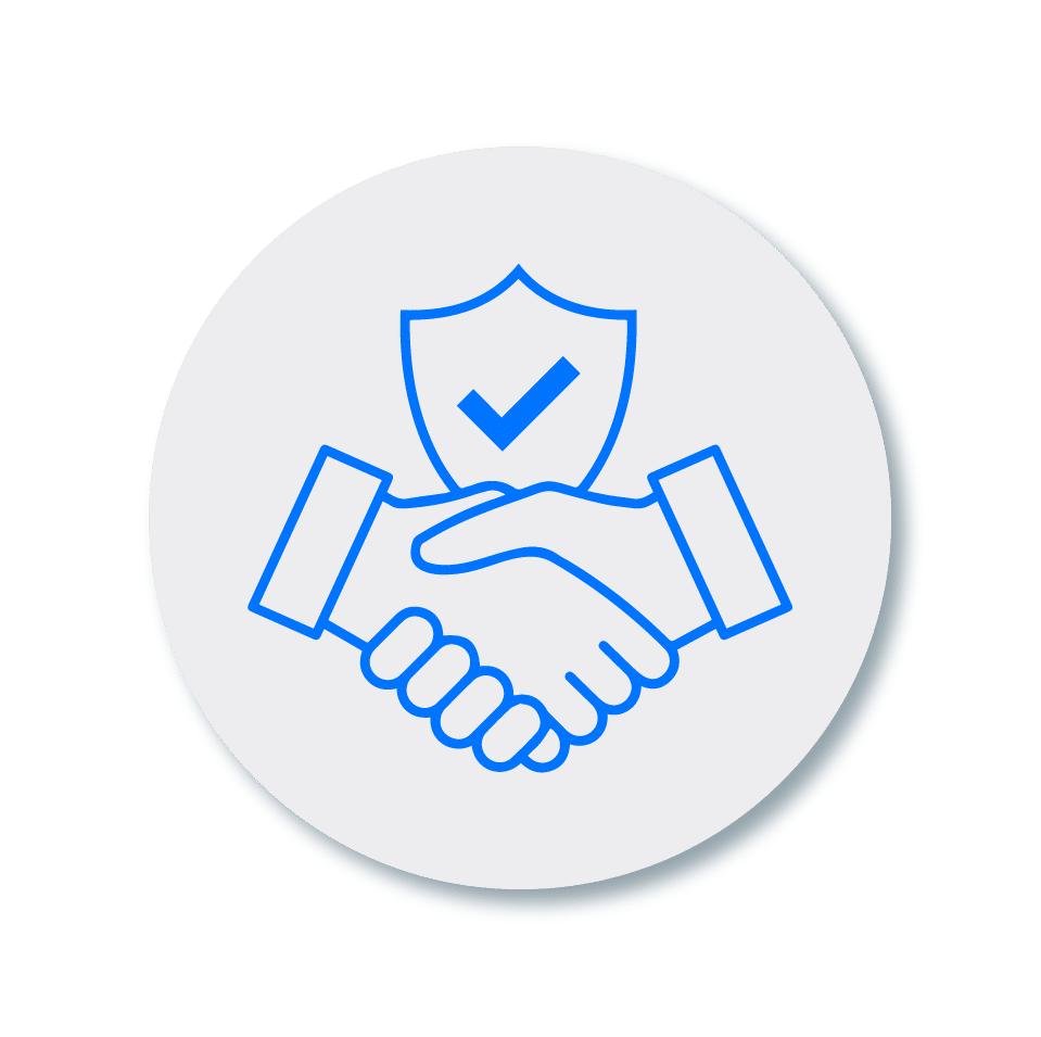 A Handshake with a shield symbol icon portraying the safety of Nibav Home Lifts